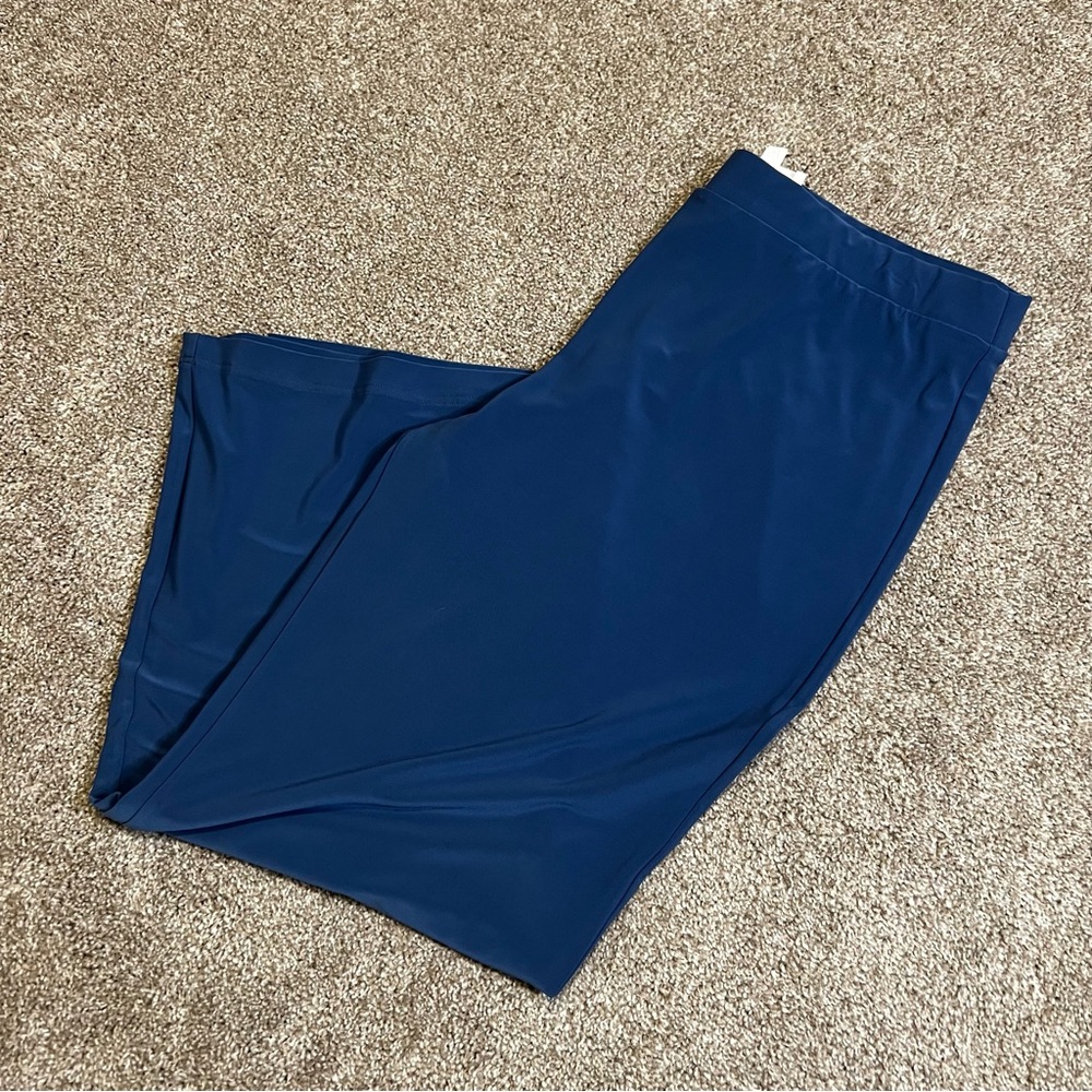 Compli K Womens Pants Size XL Blue Wide Leg Pull on Knit Trousers Business loose